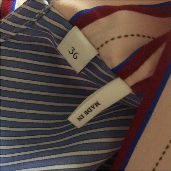 SANDRO Striped V-Neck Wrap Dress - Pink and Blue Size 36 - Picture 5 of 8